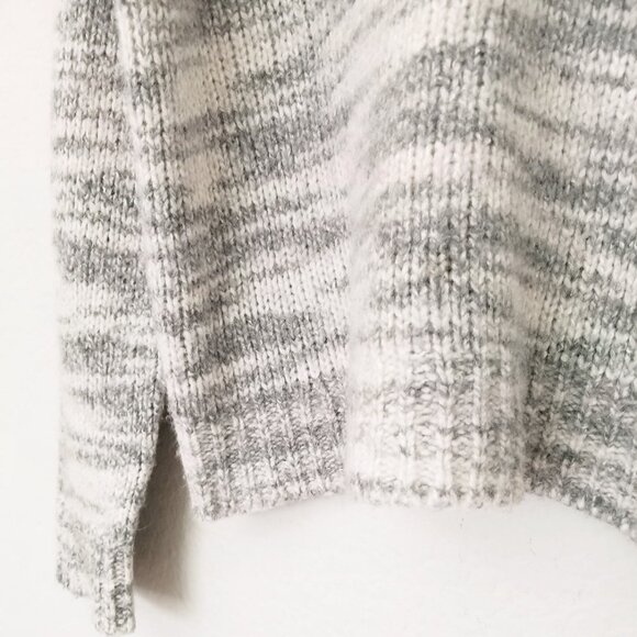 Eileen Fisher Merino Wool Silk Blend Marled Gray Sweater L Cozy Warm Crew $375 - Picture 10 of 15